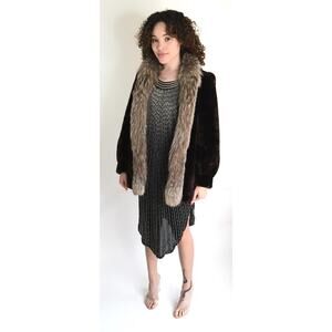 New Yorker Women's Size Small Mid Brown Fur Collar Stylish Winter Coat VTG